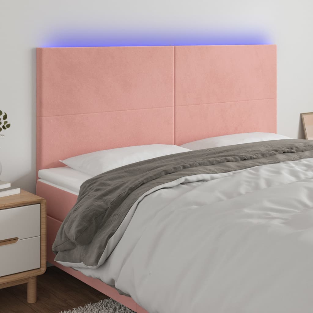 Hoofdbord LED 180x5x118/128 cm fluweel roze Hoofdborden en voetborden | Creëer jouw Trendy Thuis | Gratis bezorgd & Retour | Trendy.nl