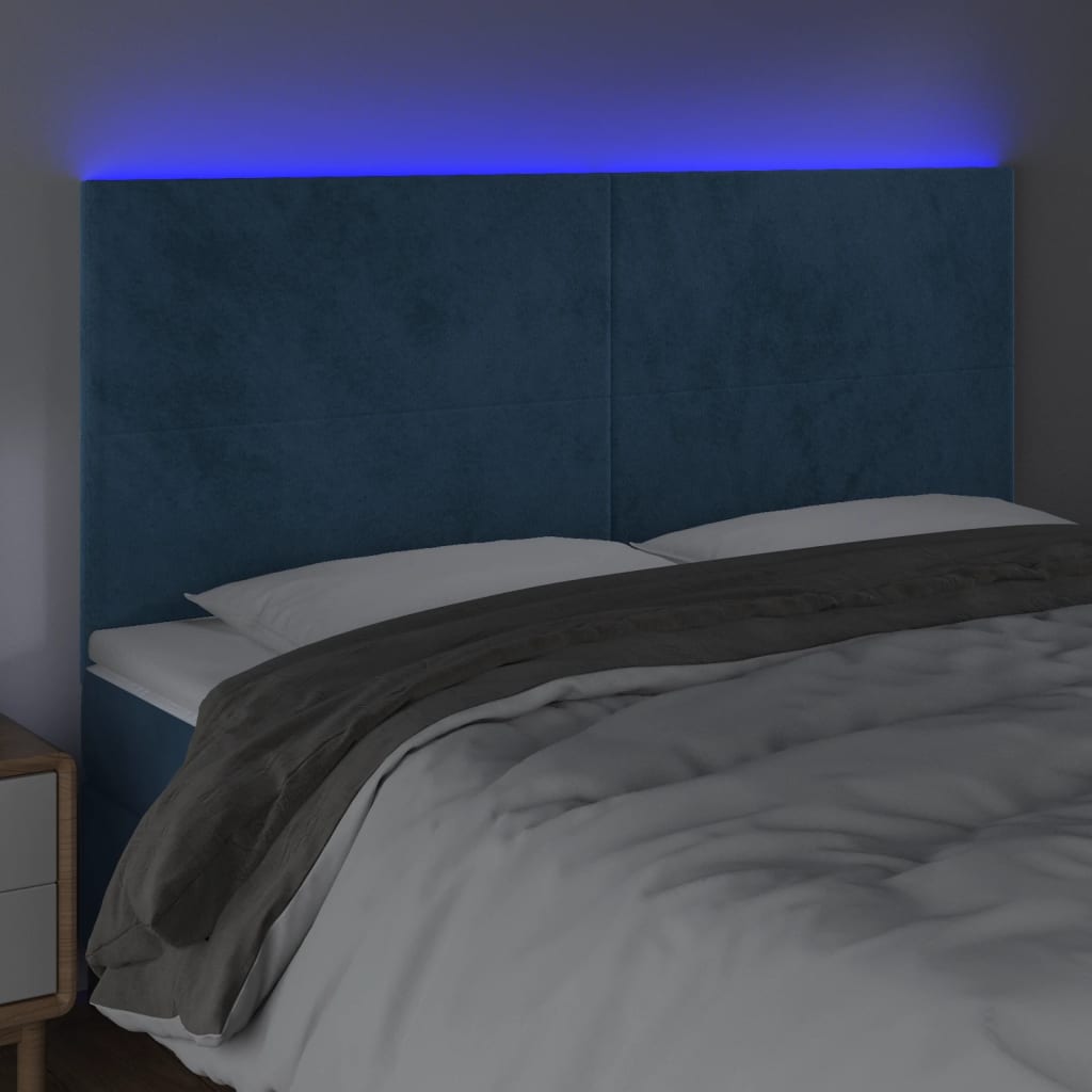 Hoofdbord LED 200x5x118/128 cm fluweel donkerblauw Hoofdborden en voetborden | Creëer jouw Trendy Thuis | Gratis bezorgd & Retour | Trendy.nl