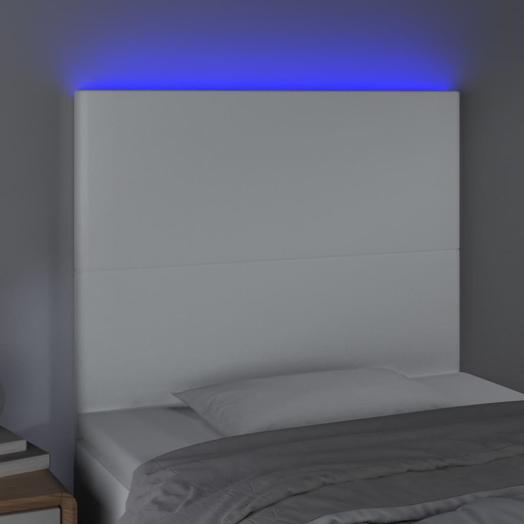 Hoofdbord LED 90x5x118/128 cm kunstleer wit Hoofdborden en voetborden | Creëer jouw Trendy Thuis | Gratis bezorgd & Retour | Trendy.nl