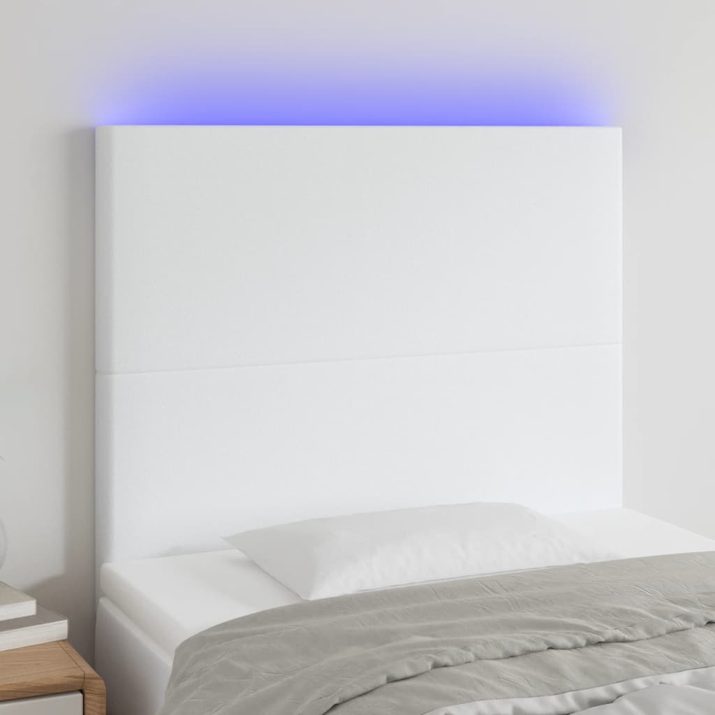 Hoofdbord LED 90x5x118/128 cm kunstleer wit Hoofdborden en voetborden | Creëer jouw Trendy Thuis | Gratis bezorgd & Retour | Trendy.nl