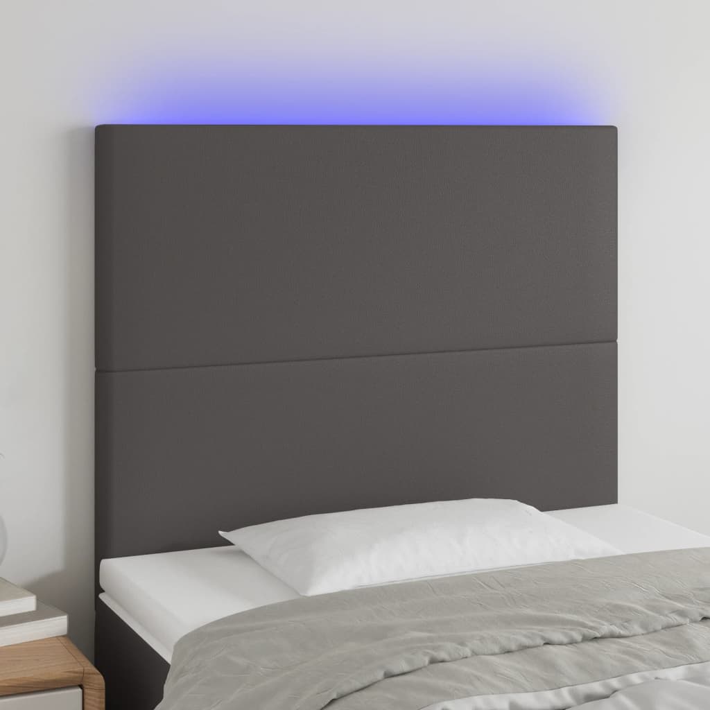 Hoofdbord LED 90x5x118/128 cm kunstleer grijs Hoofdborden en voetborden | Creëer jouw Trendy Thuis | Gratis bezorgd & Retour | Trendy.nl