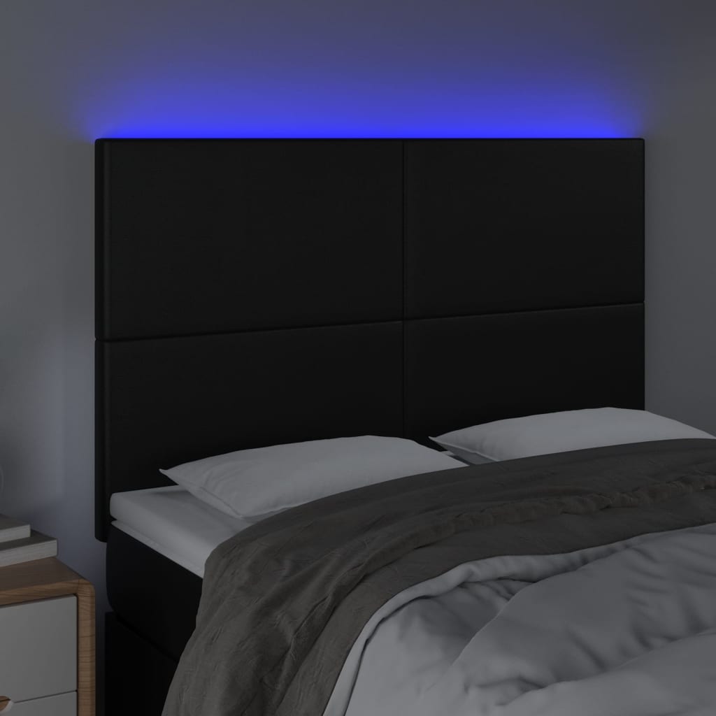 Hoofdbord LED 144x5x118/128 cm kunstleer zwart Hoofdborden en voetborden | Creëer jouw Trendy Thuis | Gratis bezorgd & Retour | Trendy.nl