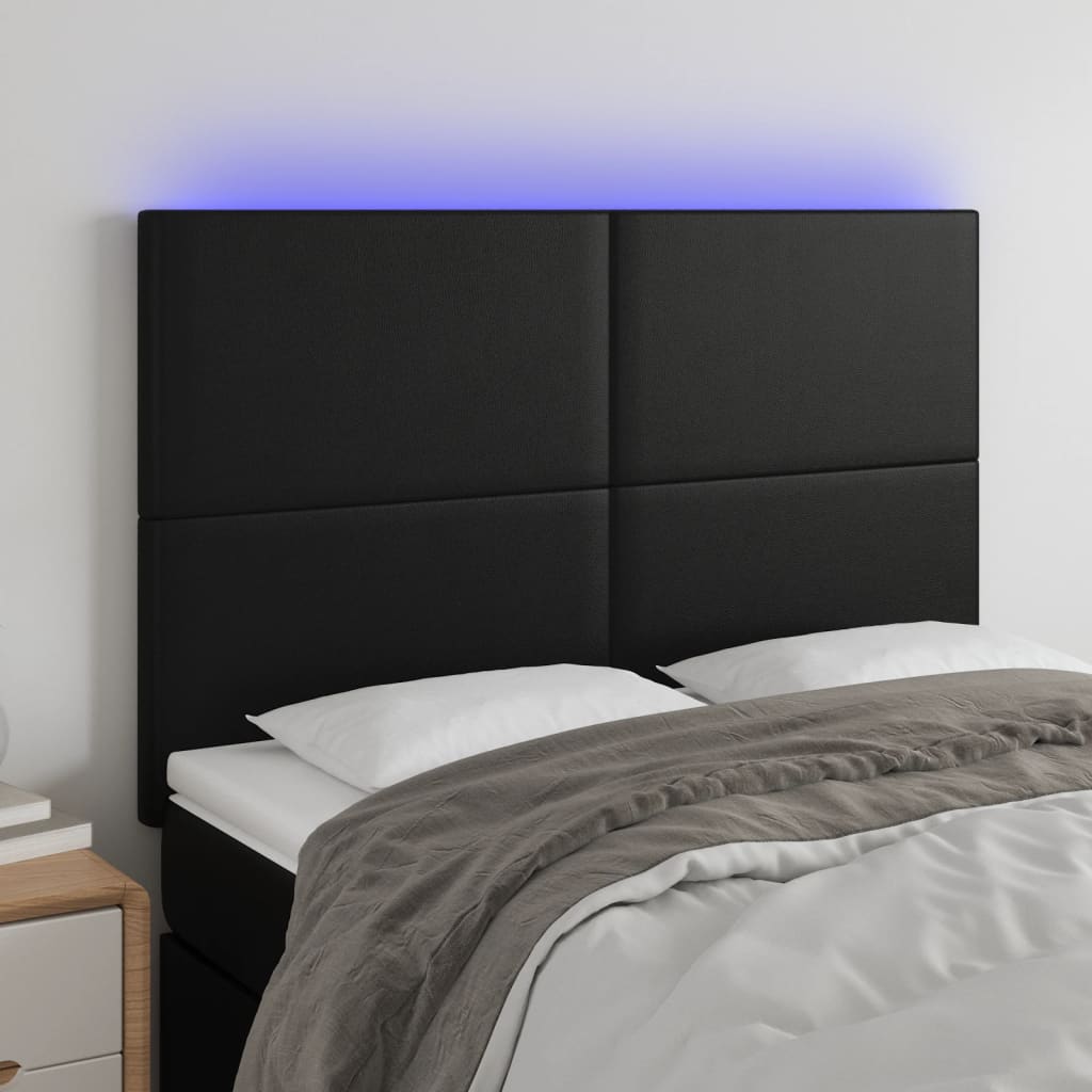 Hoofdbord LED 144x5x118/128 cm kunstleer zwart Hoofdborden en voetborden | Creëer jouw Trendy Thuis | Gratis bezorgd & Retour | Trendy.nl