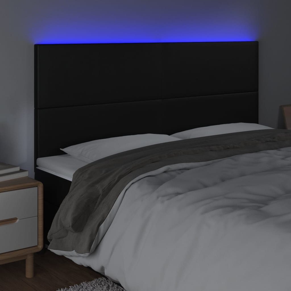 Hoofdbord LED 160x5x118/128 cm kunstleer zwart Hoofdborden en voetborden | Creëer jouw Trendy Thuis | Gratis bezorgd & Retour | Trendy.nl