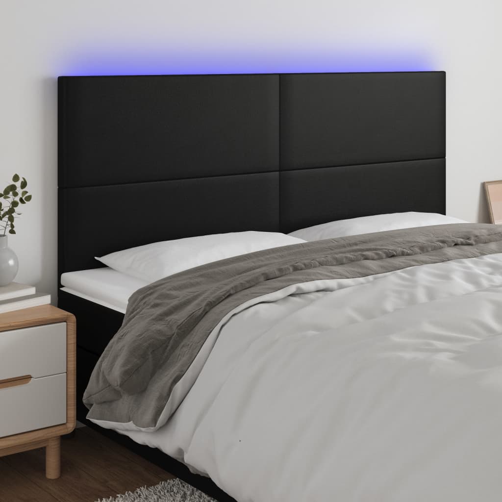 Hoofdbord LED 160x5x118/128 cm kunstleer zwart Hoofdborden en voetborden | Creëer jouw Trendy Thuis | Gratis bezorgd & Retour | Trendy.nl