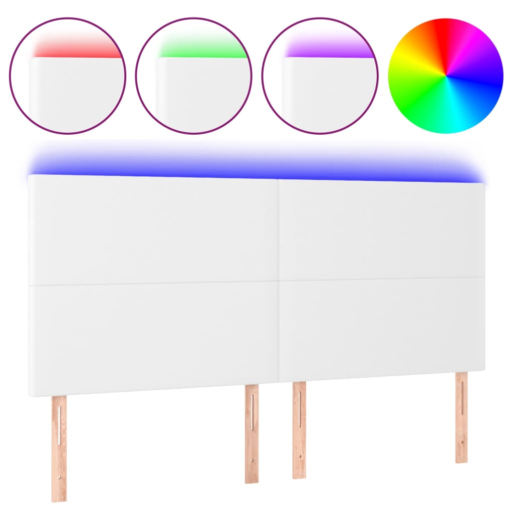 Hoofdbord LED 160x5x118/128 cm kunstleer wit Hoofdborden en voetborden | Creëer jouw Trendy Thuis | Gratis bezorgd & Retour | Trendy.nl