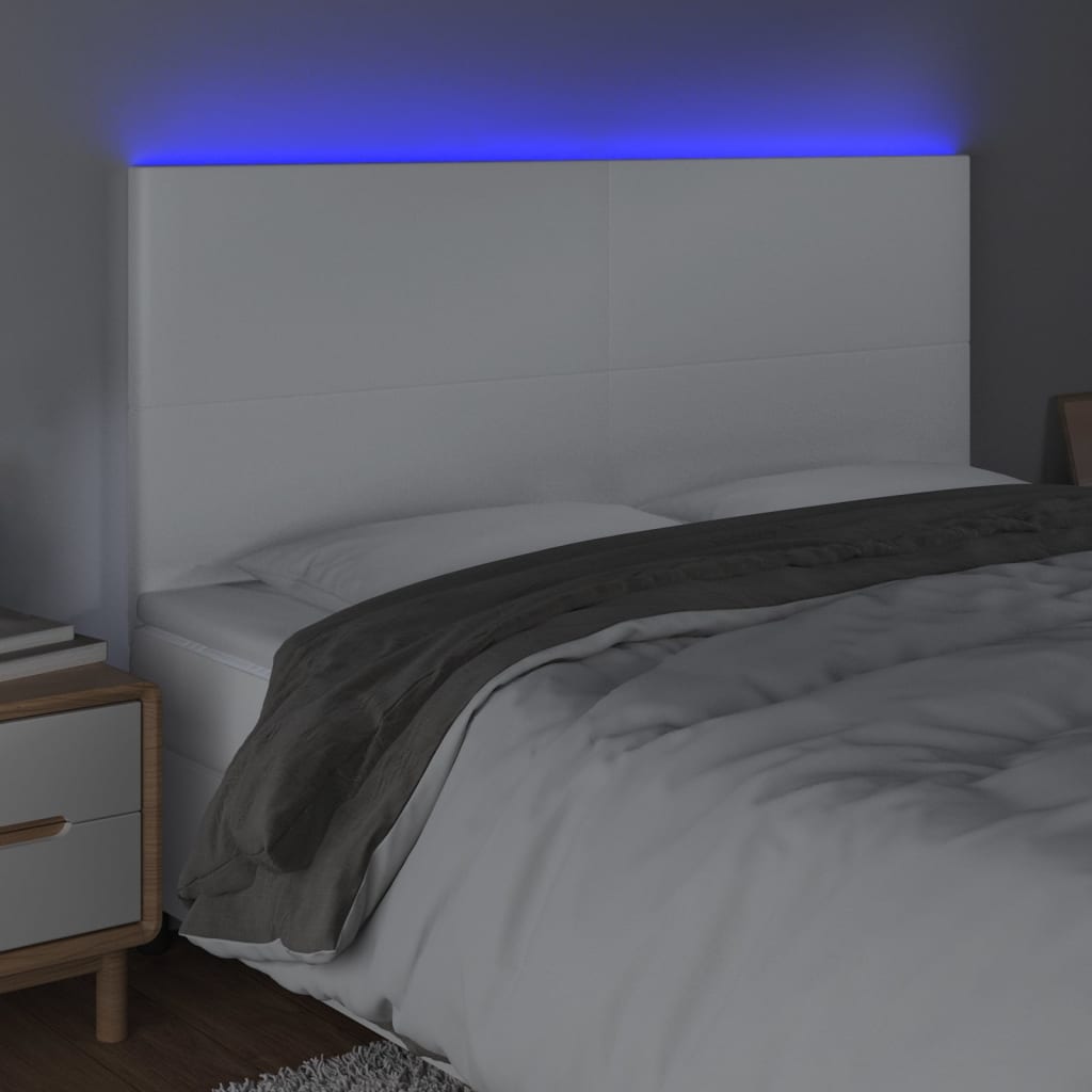 Hoofdbord LED 160x5x118/128 cm kunstleer wit Hoofdborden en voetborden | Creëer jouw Trendy Thuis | Gratis bezorgd & Retour | Trendy.nl