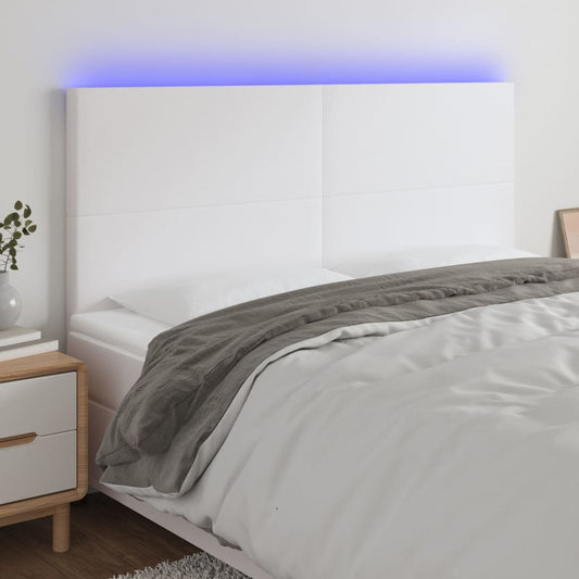 Hoofdbord LED 160x5x118/128 cm kunstleer wit Hoofdborden en voetborden | Creëer jouw Trendy Thuis | Gratis bezorgd & Retour | Trendy.nl