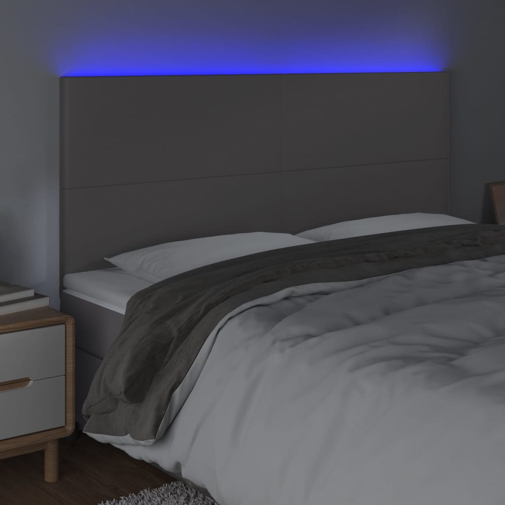 Hoofdbord LED 160x5x118/128 cm kunstleer grijs Hoofdborden en voetborden | Creëer jouw Trendy Thuis | Gratis bezorgd & Retour | Trendy.nl