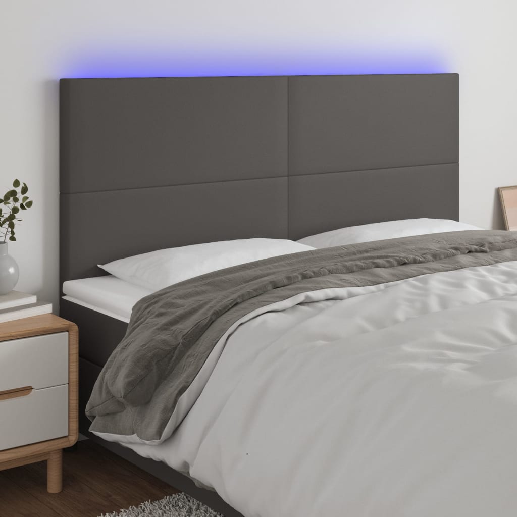 Hoofdbord LED 160x5x118/128 cm kunstleer grijs Hoofdborden en voetborden | Creëer jouw Trendy Thuis | Gratis bezorgd & Retour | Trendy.nl