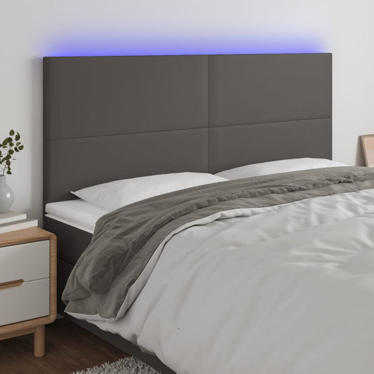 Hoofdbord LED 180x5x118/128 cm kunstleer grijs Hoofdborden en voetborden | Creëer jouw Trendy Thuis | Gratis bezorgd & Retour | Trendy.nl