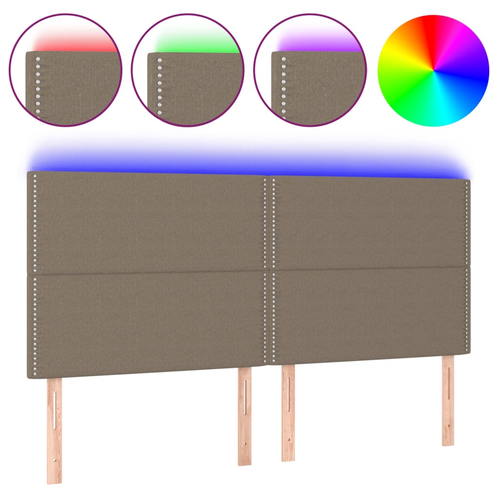 Hoofdbord LED 200x5x118/128 cm stof taupe Hoofdborden en voetborden | Creëer jouw Trendy Thuis | Gratis bezorgd & Retour | Trendy.nl