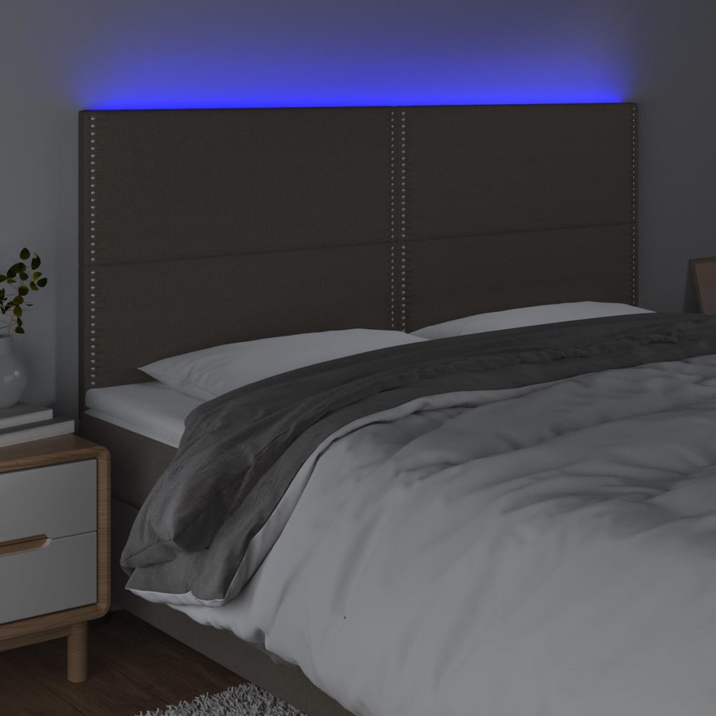 Hoofdbord LED 200x5x118/128 cm stof taupe Hoofdborden en voetborden | Creëer jouw Trendy Thuis | Gratis bezorgd & Retour | Trendy.nl