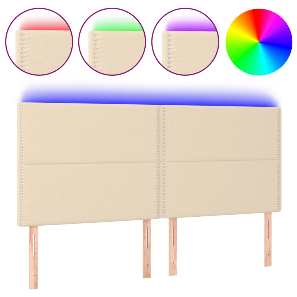 Hoofdbord LED 200x5x118/128 cm stof crèmekleurig Hoofdborden en voetborden | Creëer jouw Trendy Thuis | Gratis bezorgd & Retour | Trendy.nl