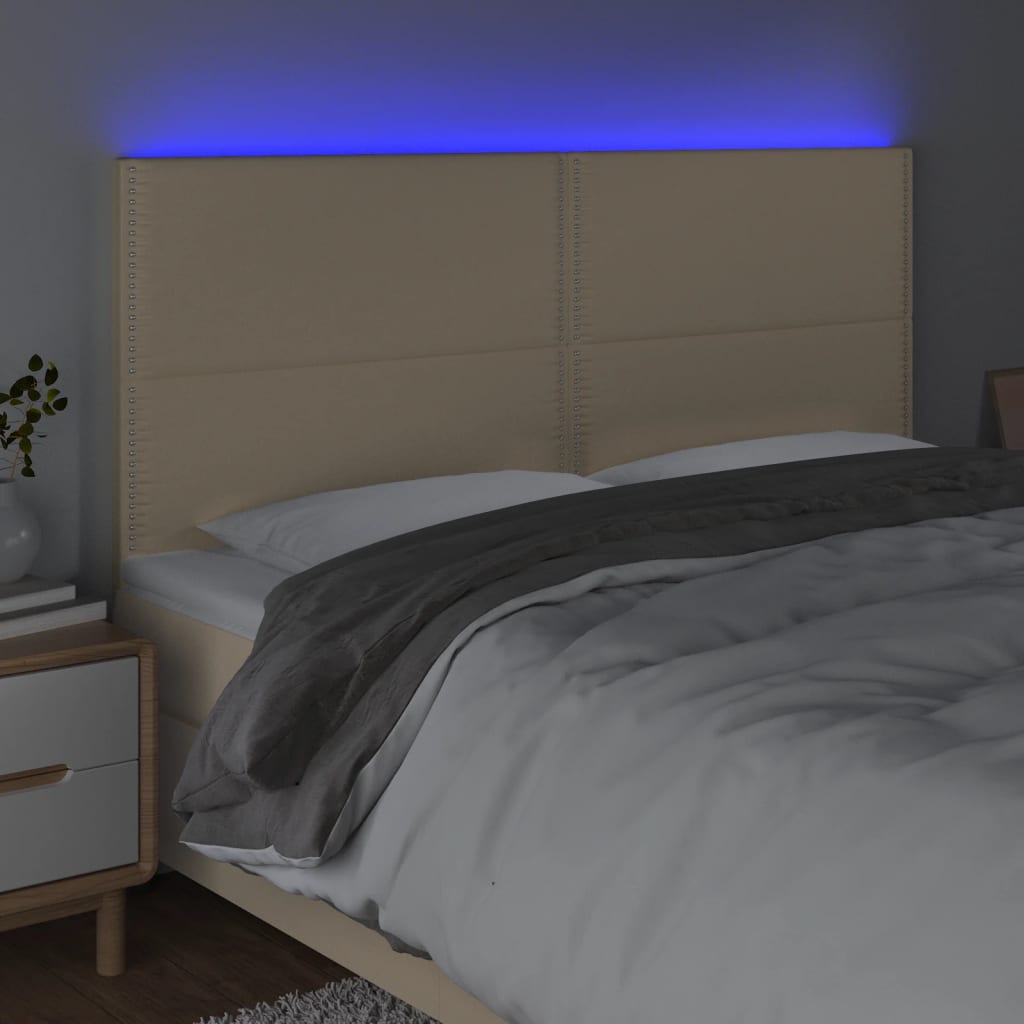 Hoofdbord LED 200x5x118/128 cm stof crèmekleurig Hoofdborden en voetborden | Creëer jouw Trendy Thuis | Gratis bezorgd & Retour | Trendy.nl