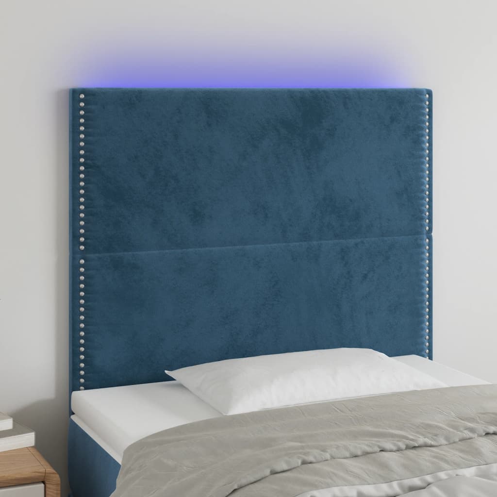 Hoofdbord LED 80x5x118/128 cm fluweel donkerblauw Hoofdborden en voetborden | Creëer jouw Trendy Thuis | Gratis bezorgd & Retour | Trendy.nl