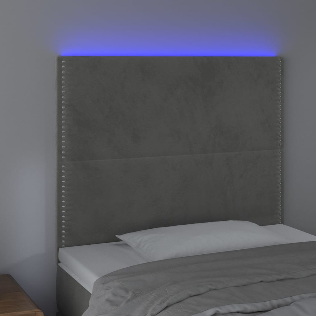 Hoofdbord LED 90x5x118/128 cm fluweel lichtgrijs Hoofdborden en voetborden | Creëer jouw Trendy Thuis | Gratis bezorgd & Retour | Trendy.nl