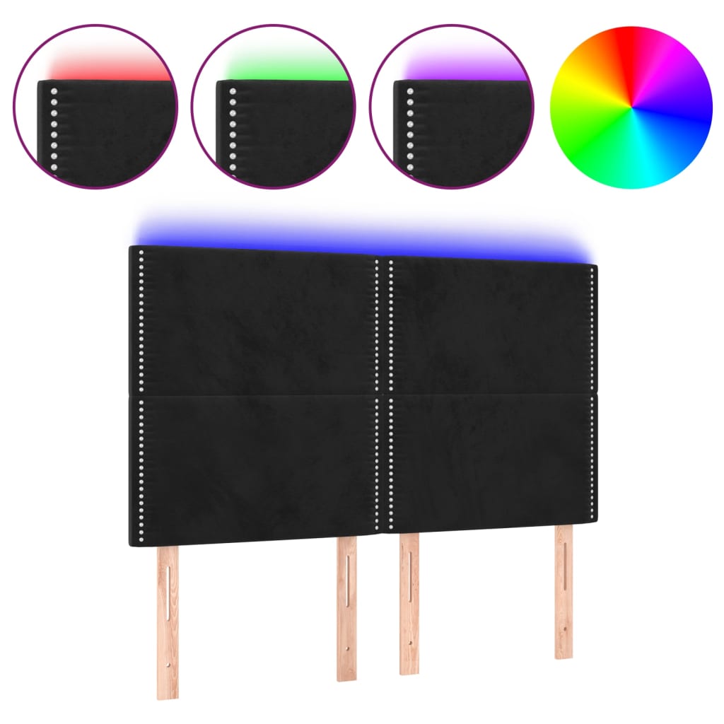 Hoofdbord LED 144x5x118/128 cm fluweel zwart Hoofdborden en voetborden | Creëer jouw Trendy Thuis | Gratis bezorgd & Retour | Trendy.nl