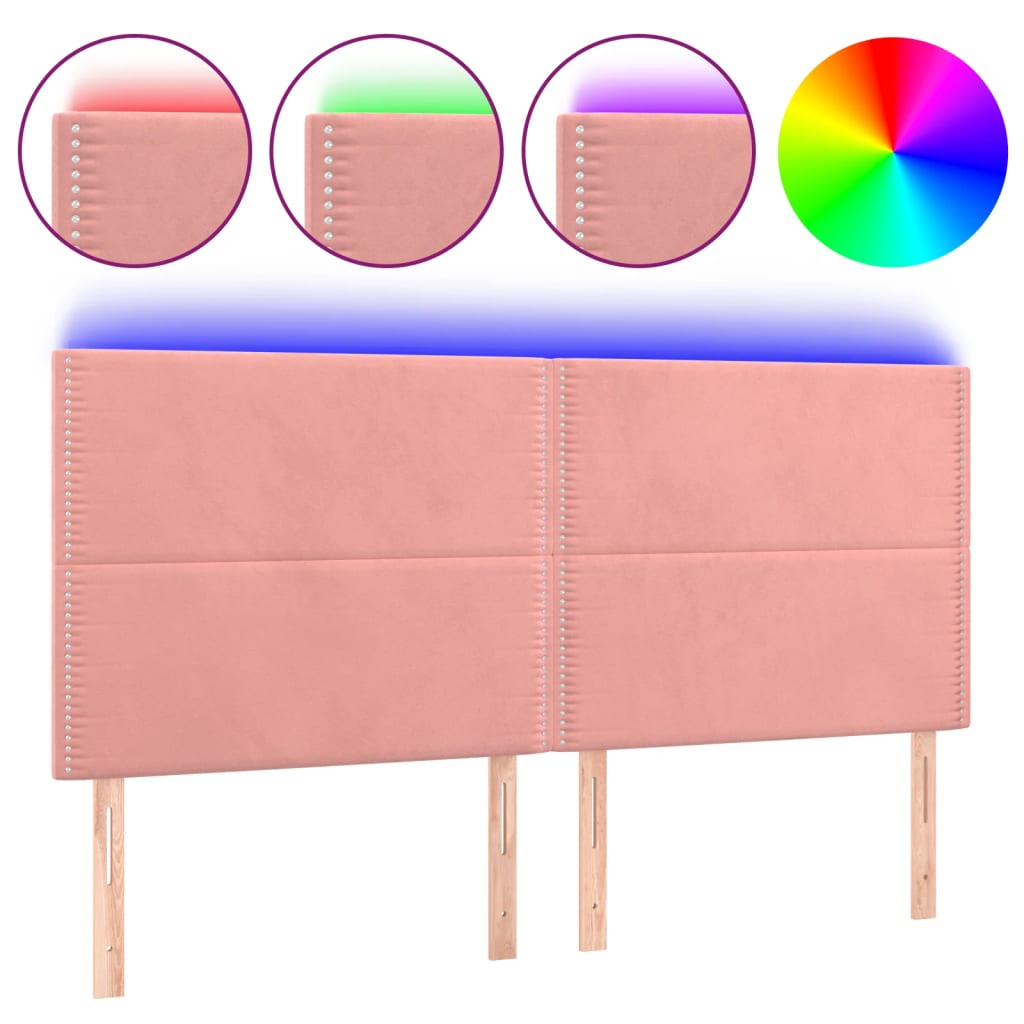 Hoofdbord LED 160x5x118/128 cm fluweel roze Hoofdborden en voetborden | Creëer jouw Trendy Thuis | Gratis bezorgd & Retour | Trendy.nl