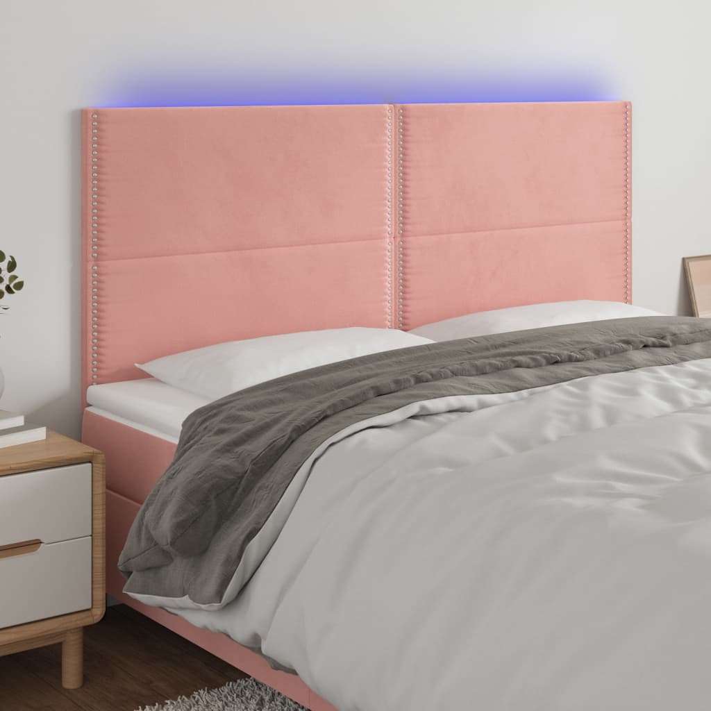 Hoofdbord LED 160x5x118/128 cm fluweel roze Hoofdborden en voetborden | Creëer jouw Trendy Thuis | Gratis bezorgd & Retour | Trendy.nl