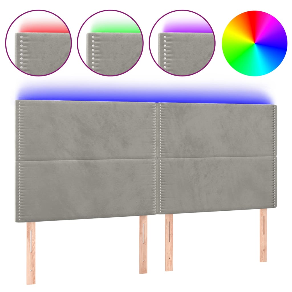 Hoofdbord LED 180x5x118/128 cm fluweel lichtgrijs Hoofdborden en voetborden | Creëer jouw Trendy Thuis | Gratis bezorgd & Retour | Trendy.nl