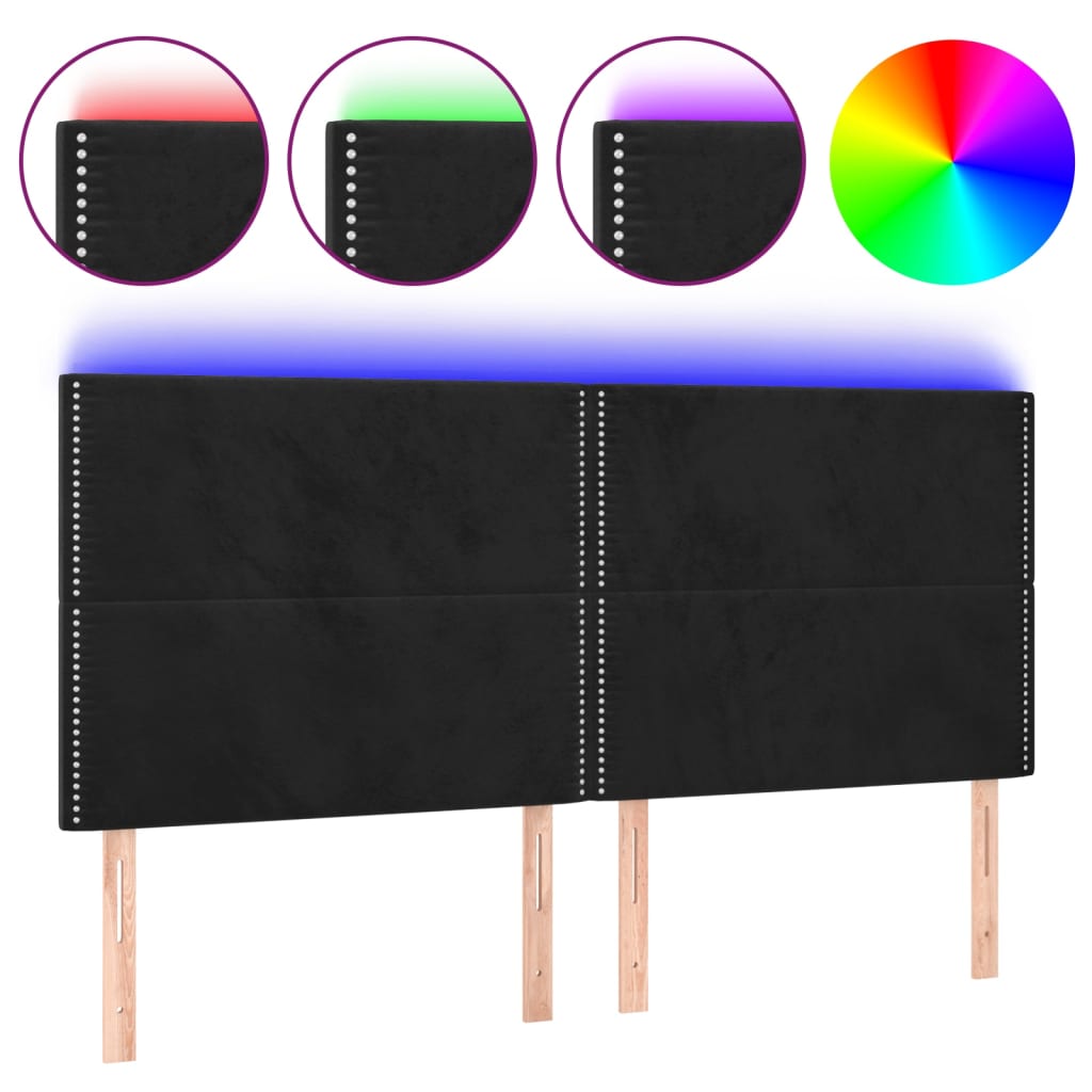 Hoofdbord LED 180x5x118/128 cm fluweel zwart Hoofdborden en voetborden | Creëer jouw Trendy Thuis | Gratis bezorgd & Retour | Trendy.nl