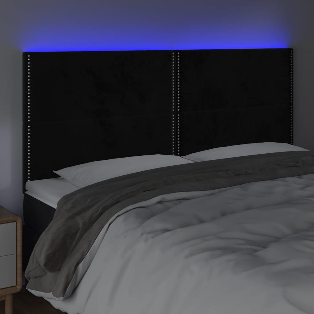 Hoofdbord LED 180x5x118/128 cm fluweel zwart Hoofdborden en voetborden | Creëer jouw Trendy Thuis | Gratis bezorgd & Retour | Trendy.nl