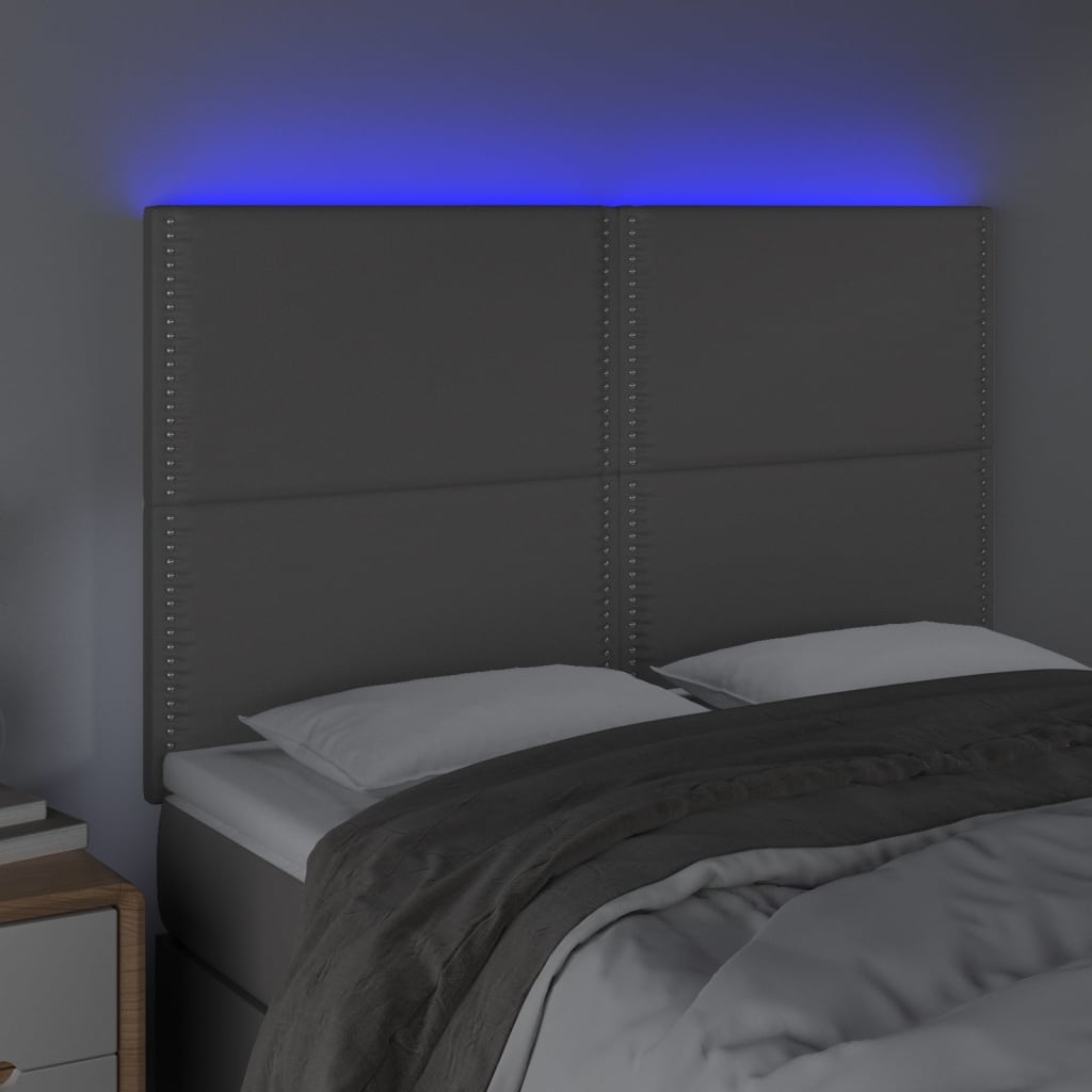 Hoofdbord LED 144x5x118/128 cm kunstleer grijs Hoofdborden en voetborden | Creëer jouw Trendy Thuis | Gratis bezorgd & Retour | Trendy.nl