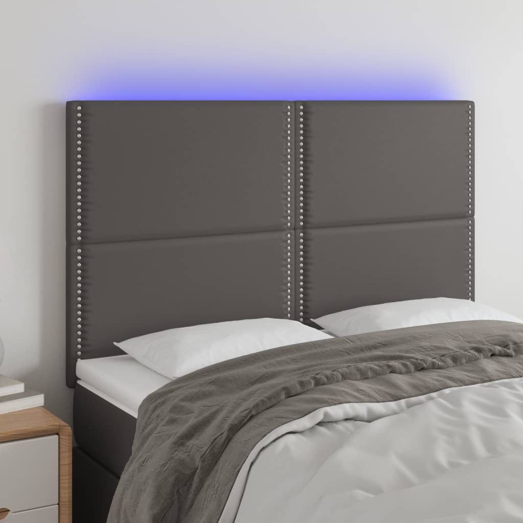 Hoofdbord LED 144x5x118/128 cm kunstleer grijs Hoofdborden en voetborden | Creëer jouw Trendy Thuis | Gratis bezorgd & Retour | Trendy.nl