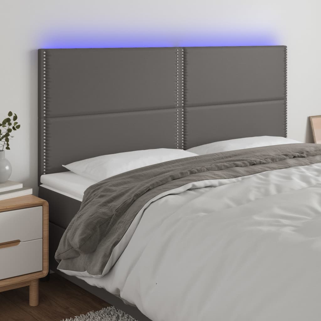 Hoofdbord LED 180x5x118/128 cm kunstleer grijs Hoofdborden en voetborden | Creëer jouw Trendy Thuis | Gratis bezorgd & Retour | Trendy.nl