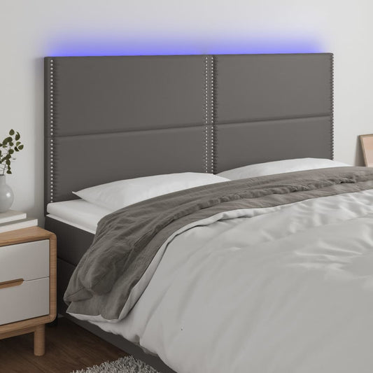 Hoofdbord LED 180x5x118/128 cm kunstleer grijs Hoofdborden en voetborden | Creëer jouw Trendy Thuis | Gratis bezorgd & Retour | Trendy.nl