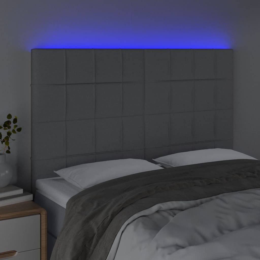 Hoofdbord LED 144x5x118/128 cm stof lichtgrijs Hoofdborden en voetborden | Creëer jouw Trendy Thuis | Gratis bezorgd & Retour | Trendy.nl