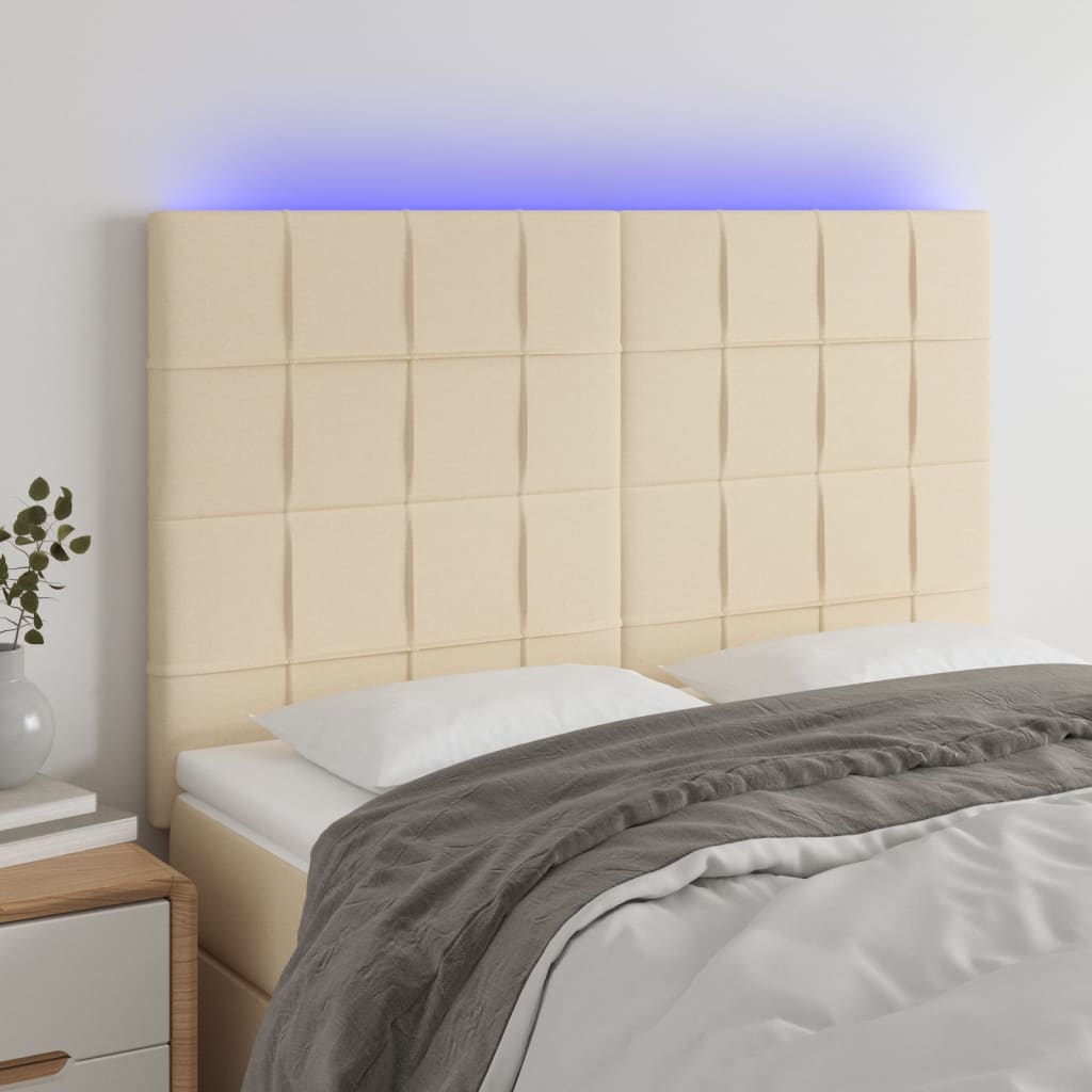 Hoofdbord LED 144x5x118/128 cm stof crèmekleurig Hoofdborden en voetborden | Creëer jouw Trendy Thuis | Gratis bezorgd & Retour | Trendy.nl