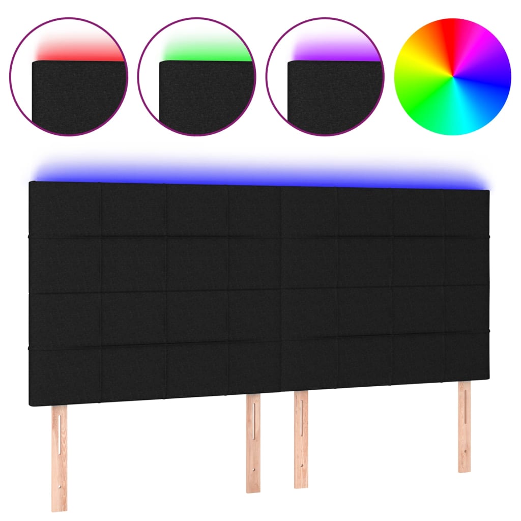 Hoofdbord LED 160x5x118/128 cm stof zwart Hoofdborden en voetborden | Creëer jouw Trendy Thuis | Gratis bezorgd & Retour | Trendy.nl