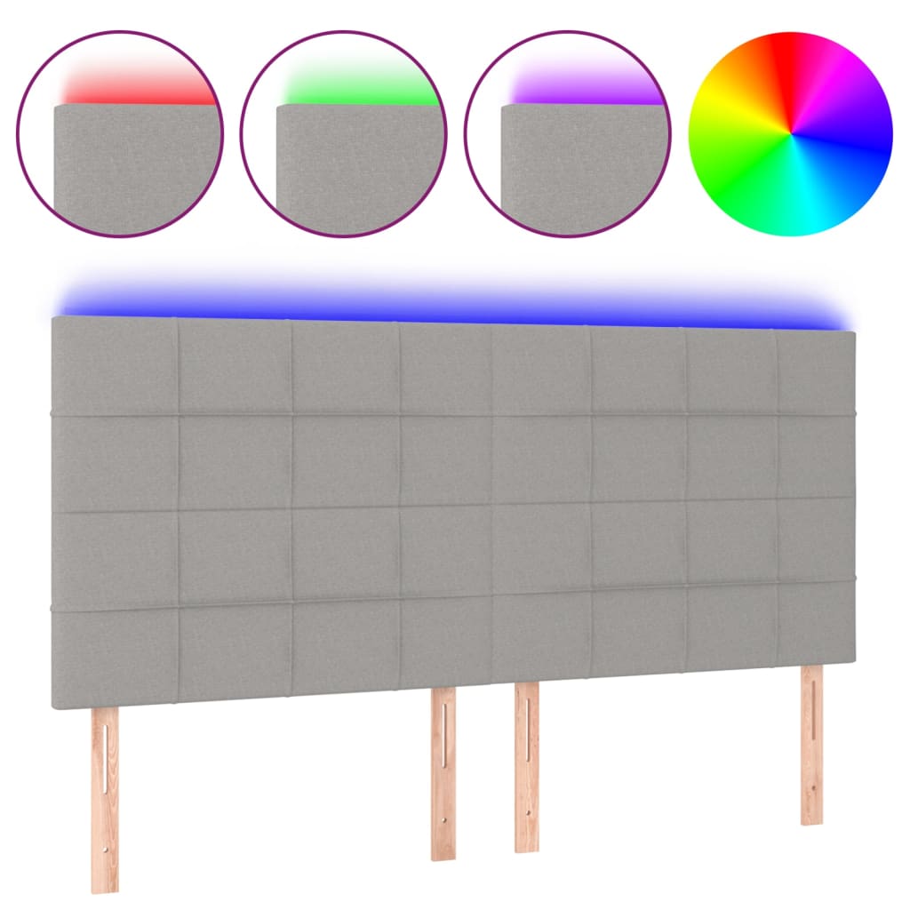 Hoofdbord LED 180x5x118/128 cm stof lichtgrijs Hoofdborden en voetborden | Creëer jouw Trendy Thuis | Gratis bezorgd & Retour | Trendy.nl