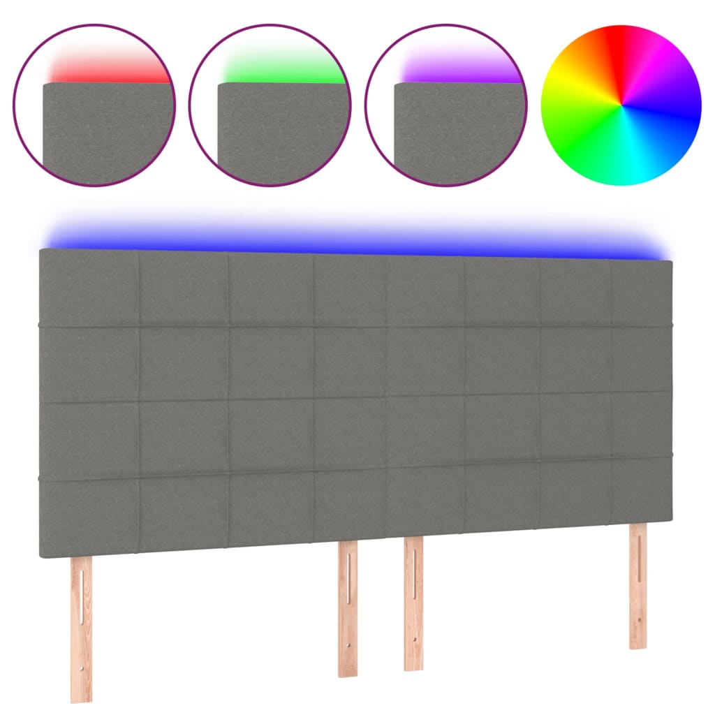 Hoofdbord LED 180x5x118/128 cm stof donkergrijs Hoofdborden en voetborden | Creëer jouw Trendy Thuis | Gratis bezorgd & Retour | Trendy.nl