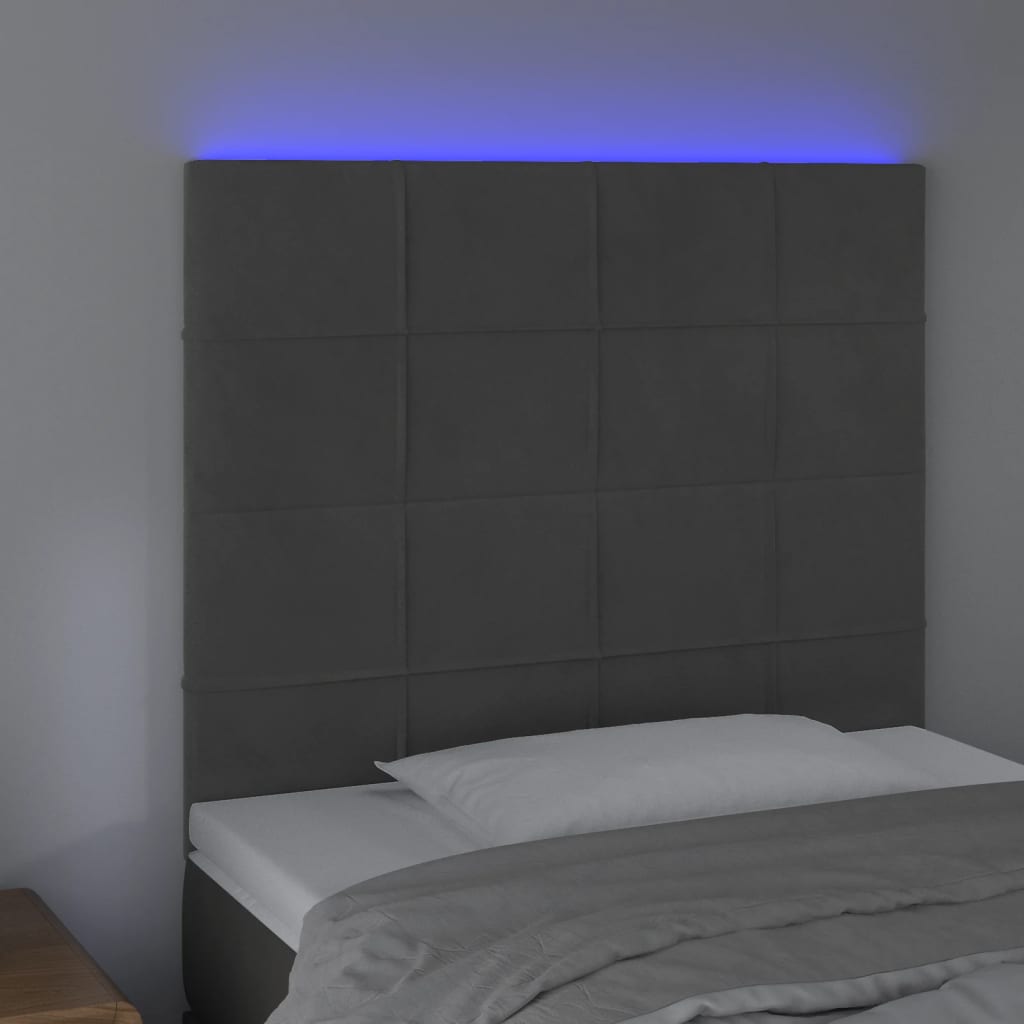 Hoofdbord LED 80x5x118/128 cm fluweel donkergrijs Hoofdborden en voetborden | Creëer jouw Trendy Thuis | Gratis bezorgd & Retour | Trendy.nl