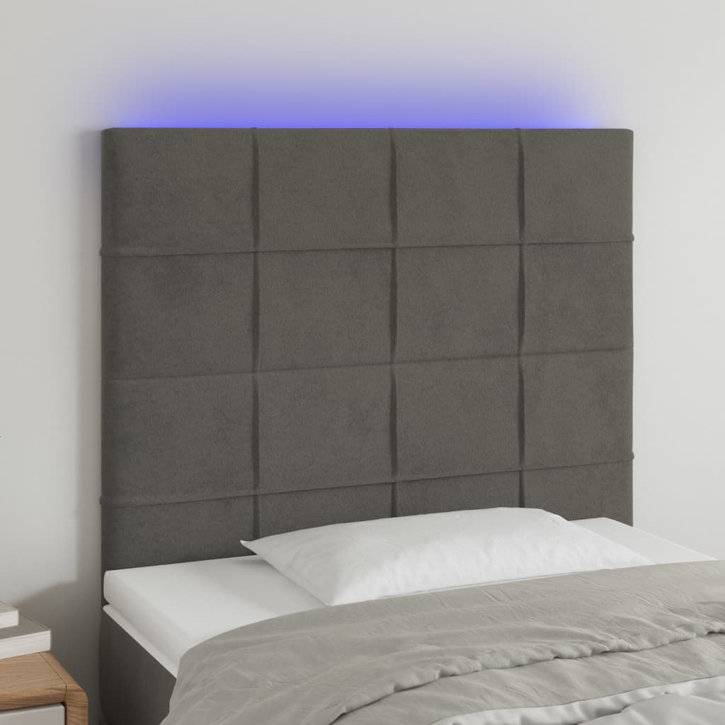 Hoofdbord LED 80x5x118/128 cm fluweel donkergrijs Hoofdborden en voetborden | Creëer jouw Trendy Thuis | Gratis bezorgd & Retour | Trendy.nl