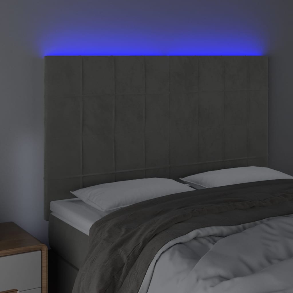 Hoofdbord LED 144x5x118/128 cm fluweel lichtgrijs Hoofdborden en voetborden | Creëer jouw Trendy Thuis | Gratis bezorgd & Retour | Trendy.nl