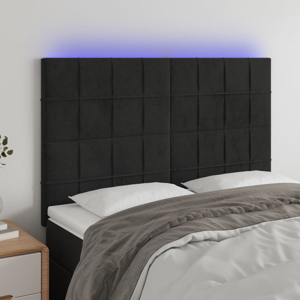 Hoofdbord LED 144x5x118/128 cm fluweel zwart Hoofdborden en voetborden | Creëer jouw Trendy Thuis | Gratis bezorgd & Retour | Trendy.nl