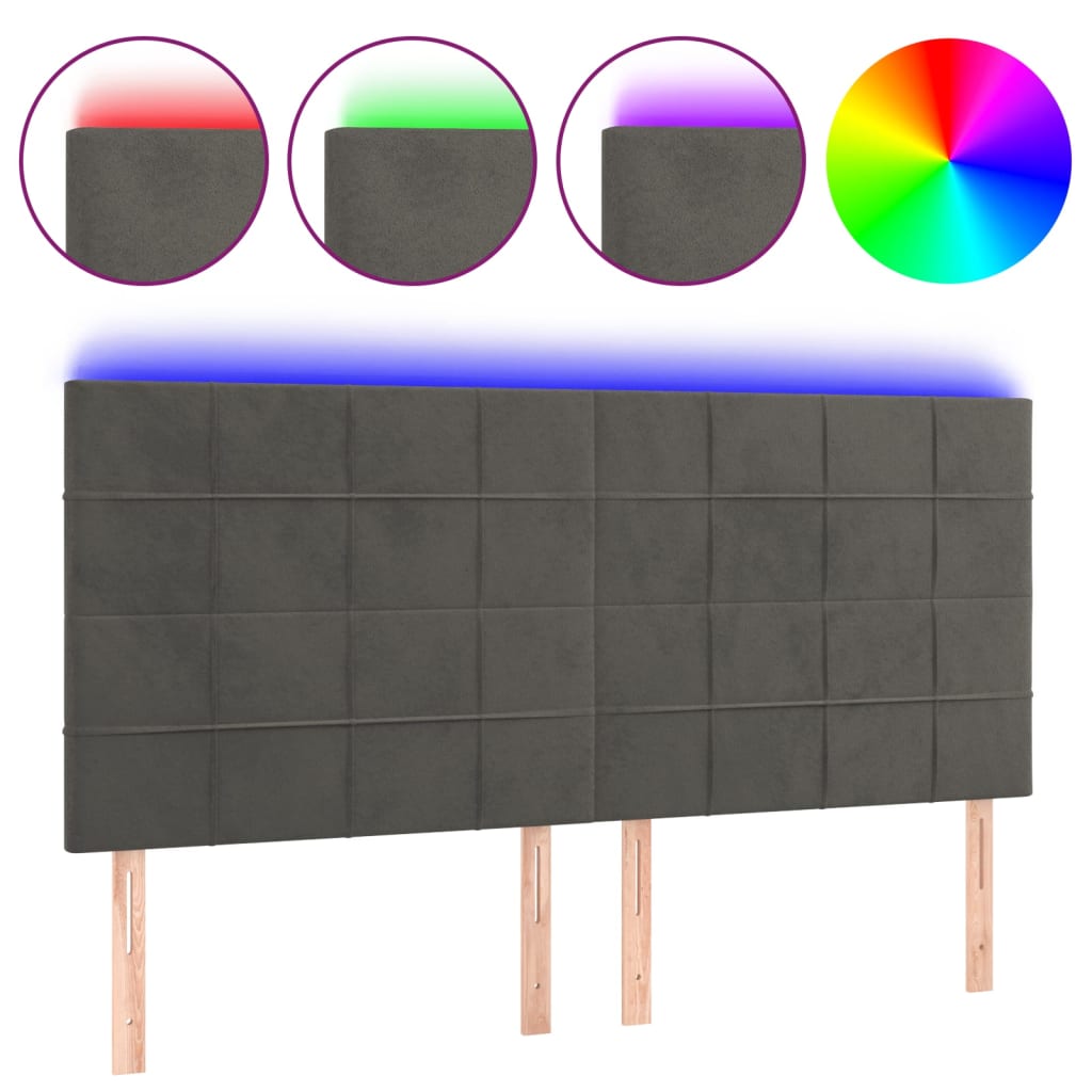 Hoofdbord LED 160x5x118/128 cm fluweel donkergrijs Hoofdborden en voetborden | Creëer jouw Trendy Thuis | Gratis bezorgd & Retour | Trendy.nl