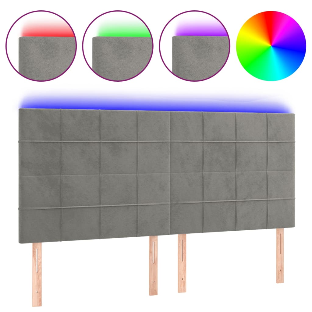 Hoofdbord LED 180x5x118/128 cm fluweel lichtgrijs Hoofdborden en voetborden | Creëer jouw Trendy Thuis | Gratis bezorgd & Retour | Trendy.nl