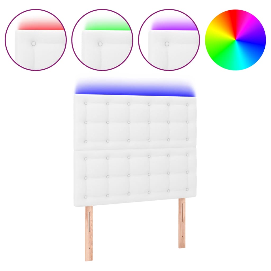 Hoofdbord LED 90x5x118/128 cm kunstleer wit Hoofdborden en voetborden | Creëer jouw Trendy Thuis | Gratis bezorgd & Retour | Trendy.nl