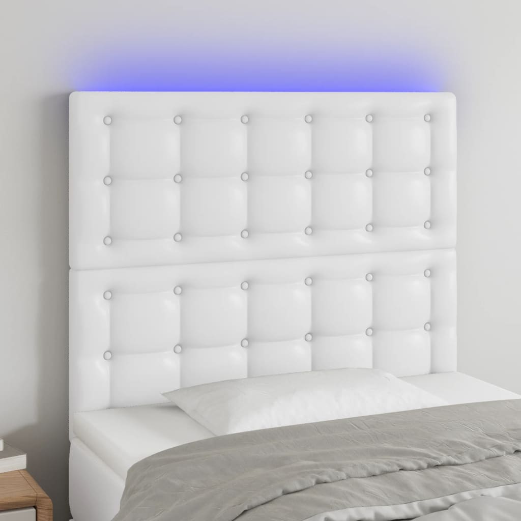 Hoofdbord LED 90x5x118/128 cm kunstleer wit Hoofdborden en voetborden | Creëer jouw Trendy Thuis | Gratis bezorgd & Retour | Trendy.nl