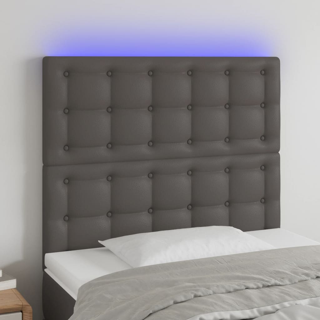 Hoofdbord LED 100x5x118/128 cm kunstleer grijs Hoofdborden en voetborden | Creëer jouw Trendy Thuis | Gratis bezorgd & Retour | Trendy.nl