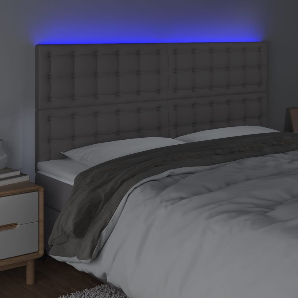 Hoofdbord LED 160x5x118/128 cm kunstleer grijs Hoofdborden en voetborden | Creëer jouw Trendy Thuis | Gratis bezorgd & Retour | Trendy.nl