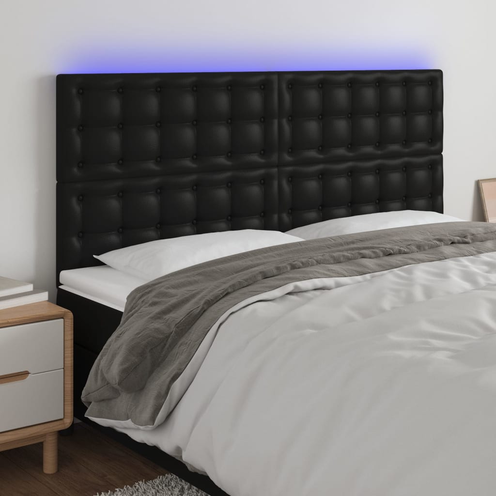 Hoofdbord LED 180x5x118/128 cm kunstleer zwart Hoofdborden en voetborden | Creëer jouw Trendy Thuis | Gratis bezorgd & Retour | Trendy.nl