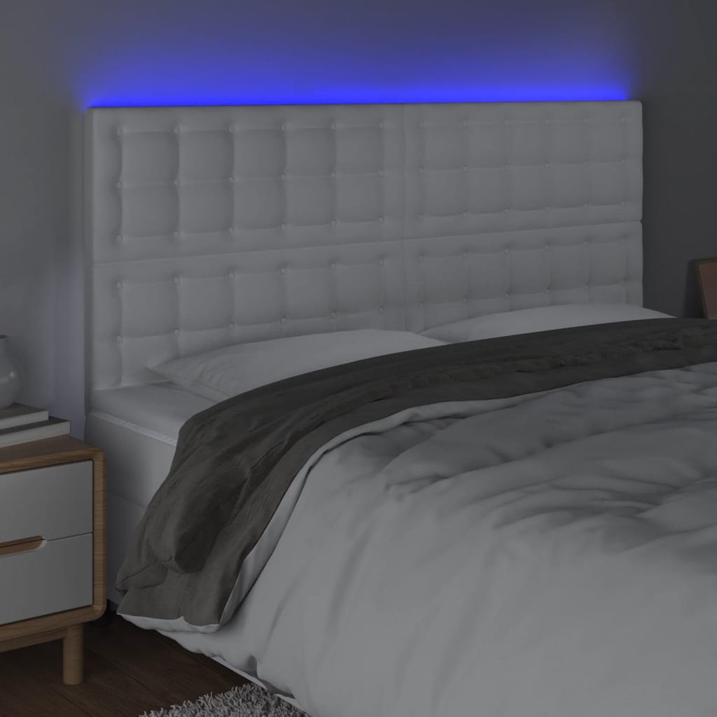 Hoofdbord LED 180x5x118/128 cm kunstleer wit Hoofdborden en voetborden | Creëer jouw Trendy Thuis | Gratis bezorgd & Retour | Trendy.nl