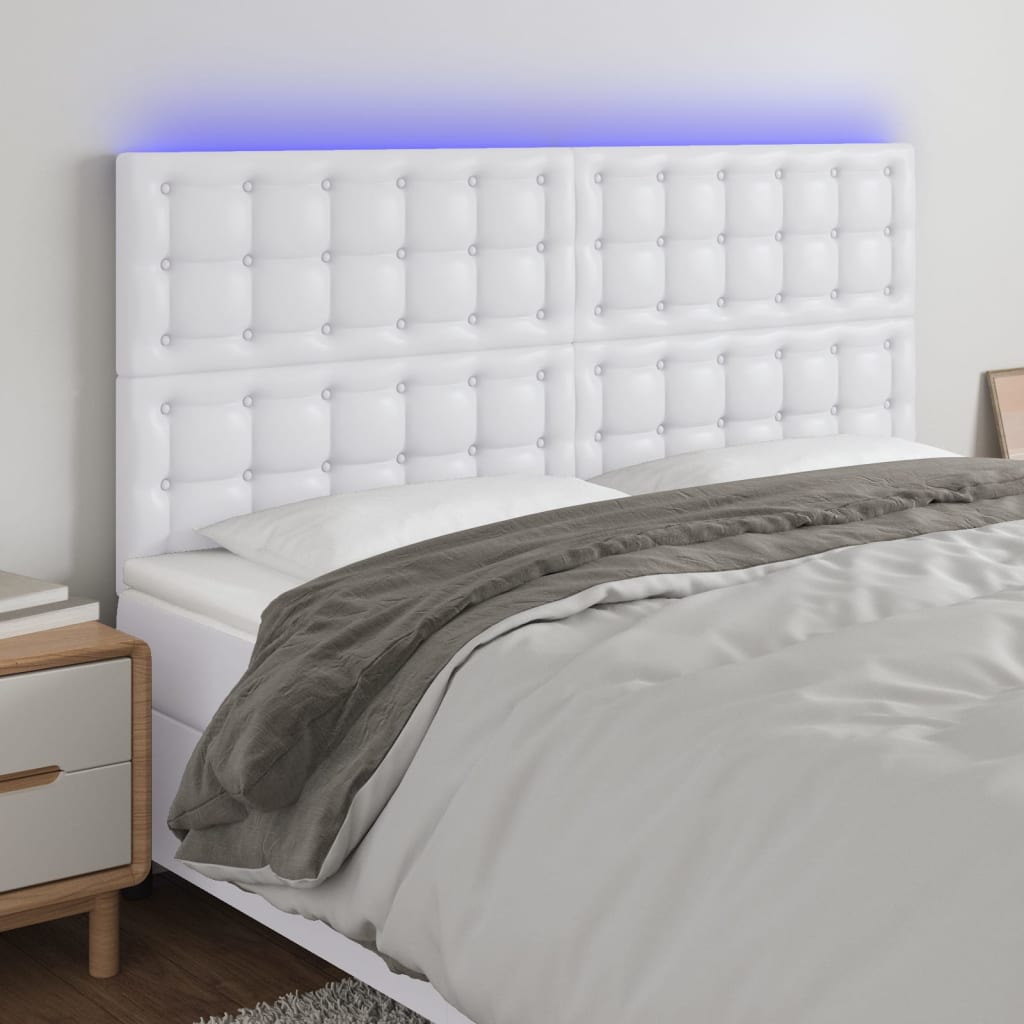 Hoofdbord LED 180x5x118/128 cm kunstleer wit Hoofdborden en voetborden | Creëer jouw Trendy Thuis | Gratis bezorgd & Retour | Trendy.nl