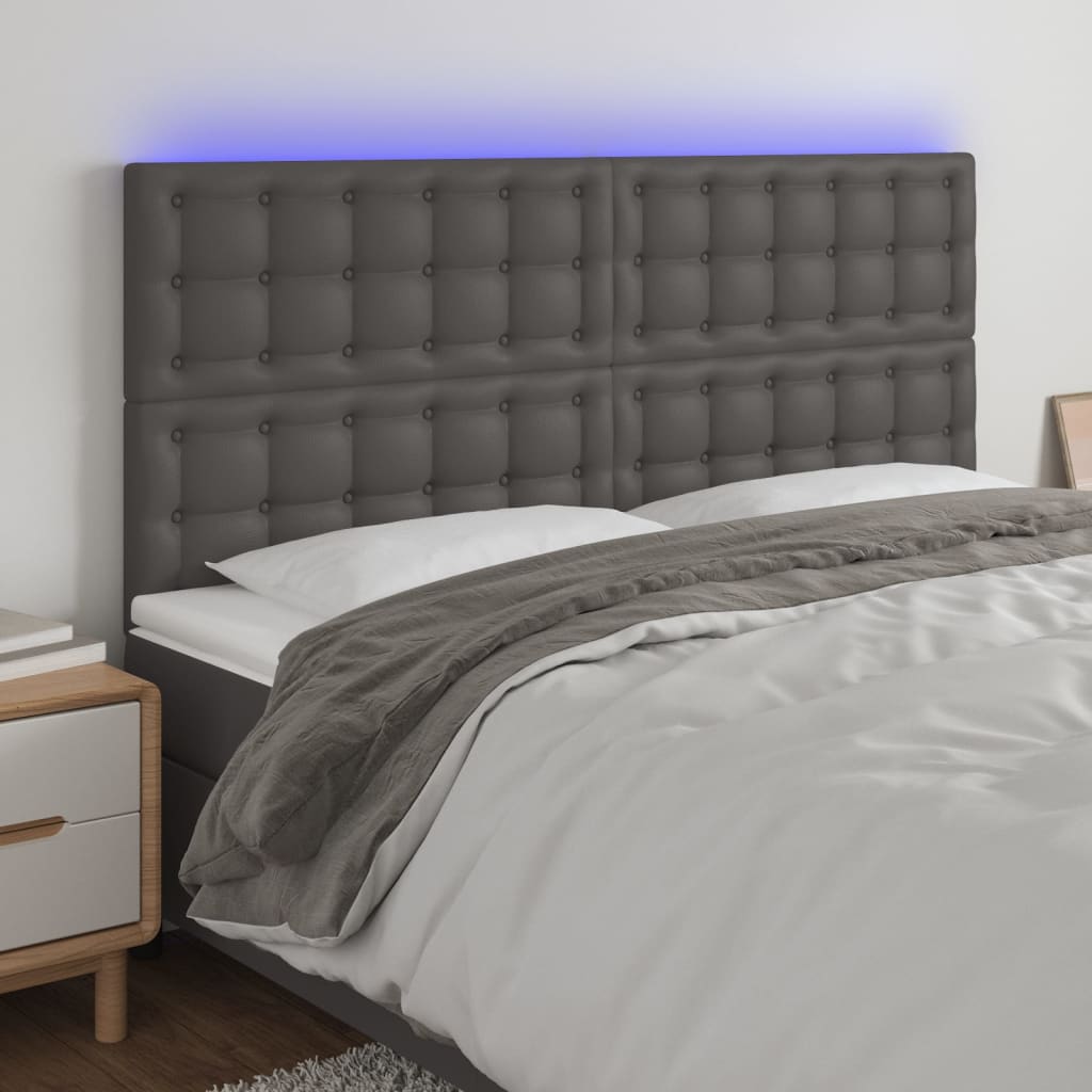 Hoofdbord LED 200x5x118/128 cm kunstleer grijs Hoofdborden en voetborden | Creëer jouw Trendy Thuis | Gratis bezorgd & Retour | Trendy.nl